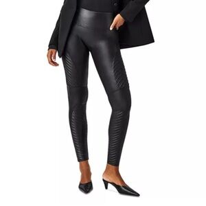 Spanx Faux Leather Moto Leggings, Size M